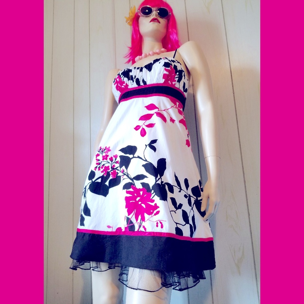 Vintage Floral Rockabilly Pinup Babydoll Party Dress